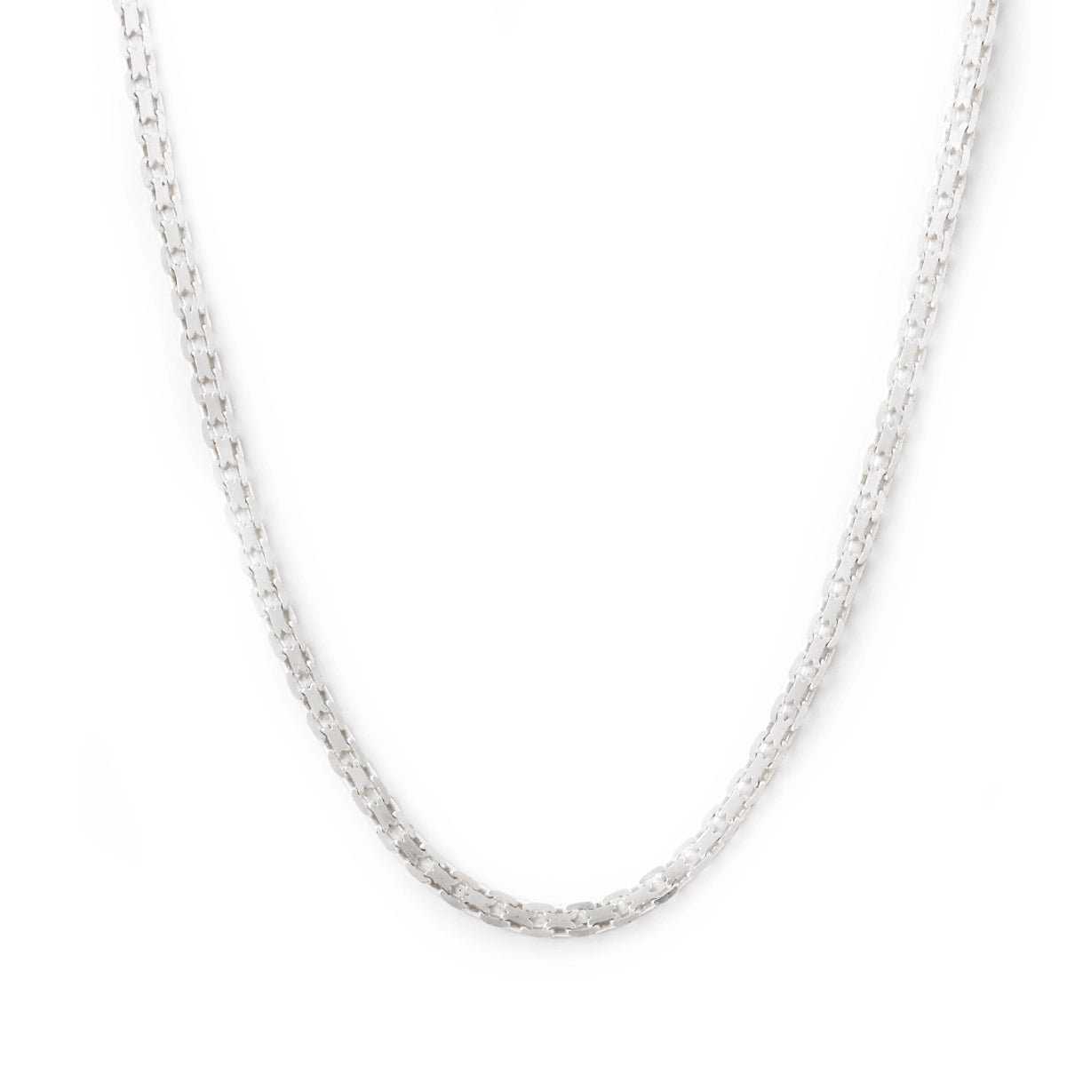 سلسلة رجالي فضة بيور عيار 925 شكل حلقات منبسطة