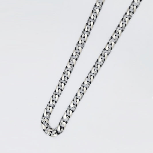 سلسلة رجالي فضة بيور عيار 925 ماط مع اكسيد شكل  جروميت منقوشة ناعمة موديل تايلاندي