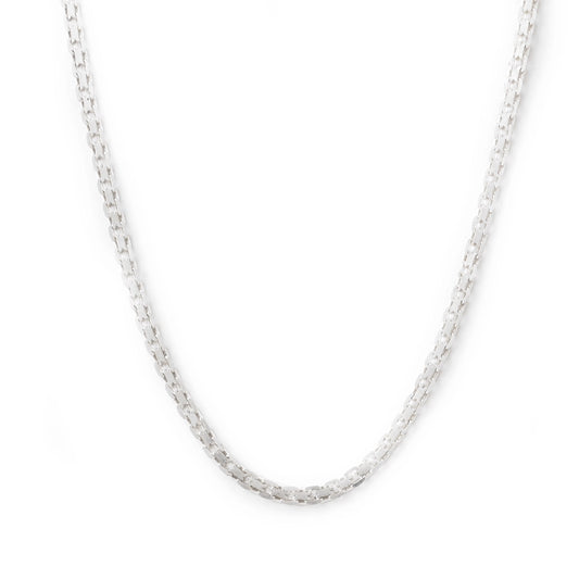 سلسلة رجالي فضة بيور عيار 925 شكل حلقات منبسطة