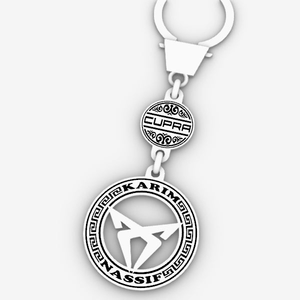 ميدالية فضة وجهين شعار سيارة CUPRA كوبرا بالاسم - فضة بيور عيار 925 - هاندميد