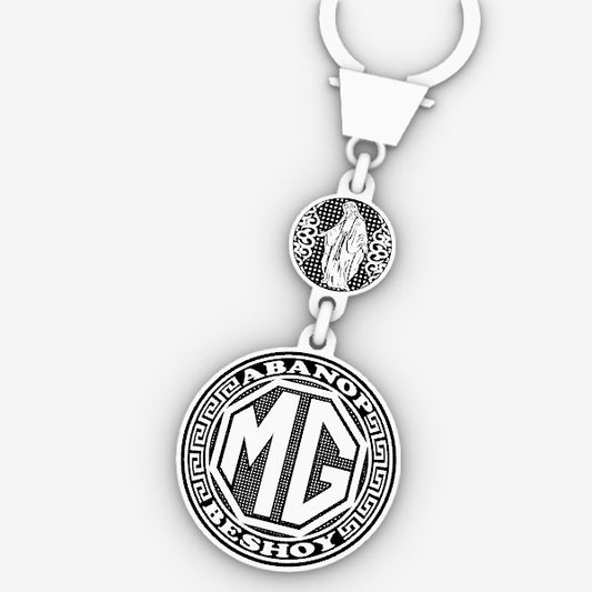 ميدالية فضة وجهين شعار سيارة ام جي MG بالاسم - فضة بيور عيار 925 - هاندميد